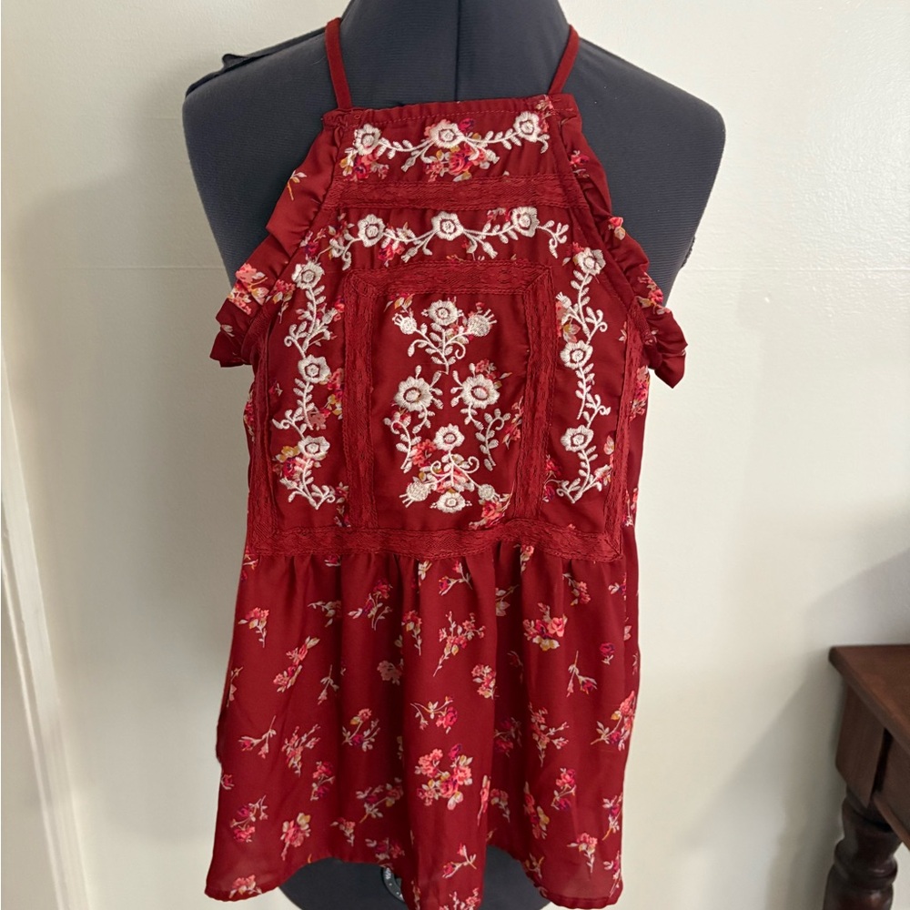 NWOT Altar’d State tank size M Embroidered Red Halter Top